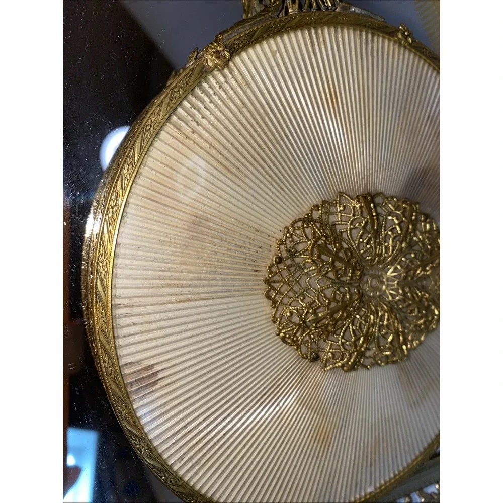 Apollo Ormolu‎ Vanity Set of 4 Hollywood Regency Filigree Mirrors Comb Brush Vtg